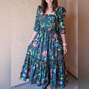 Cara Cara Blue Hill Tiered Floral Midi Dress